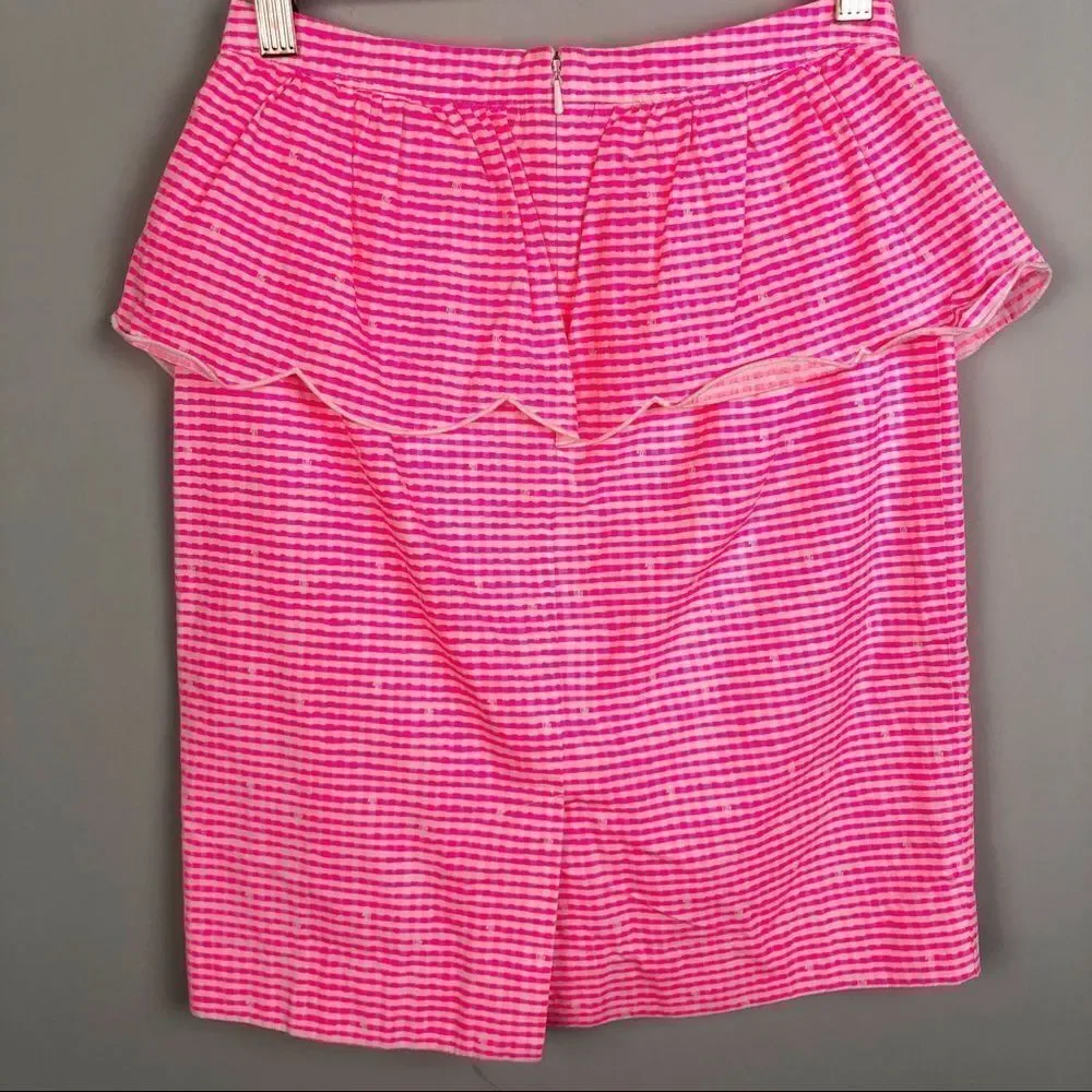 LILLY PULITZER | Thyme Hotty Pink Gingham Ruffle Pencil Skirt Women’s Size 2